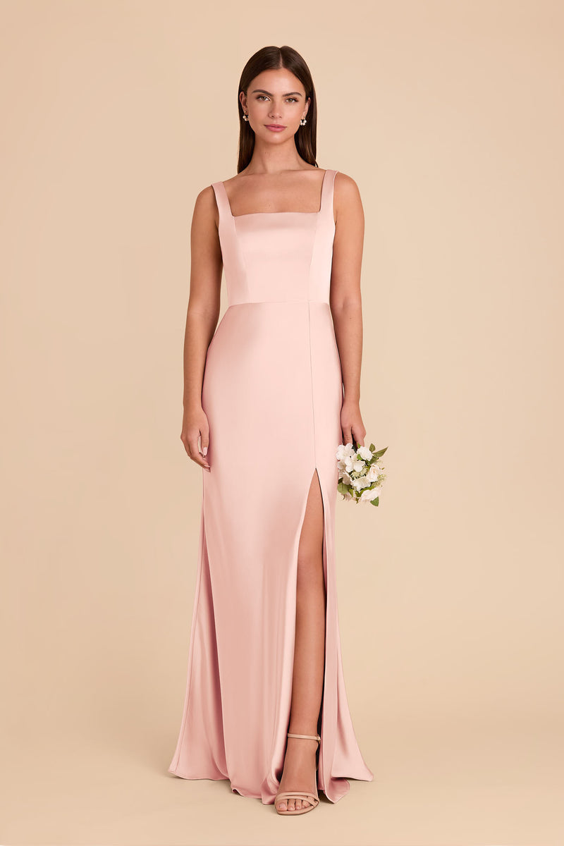 Blush Pink Alex Matte Satin Dress by Birdy Grey