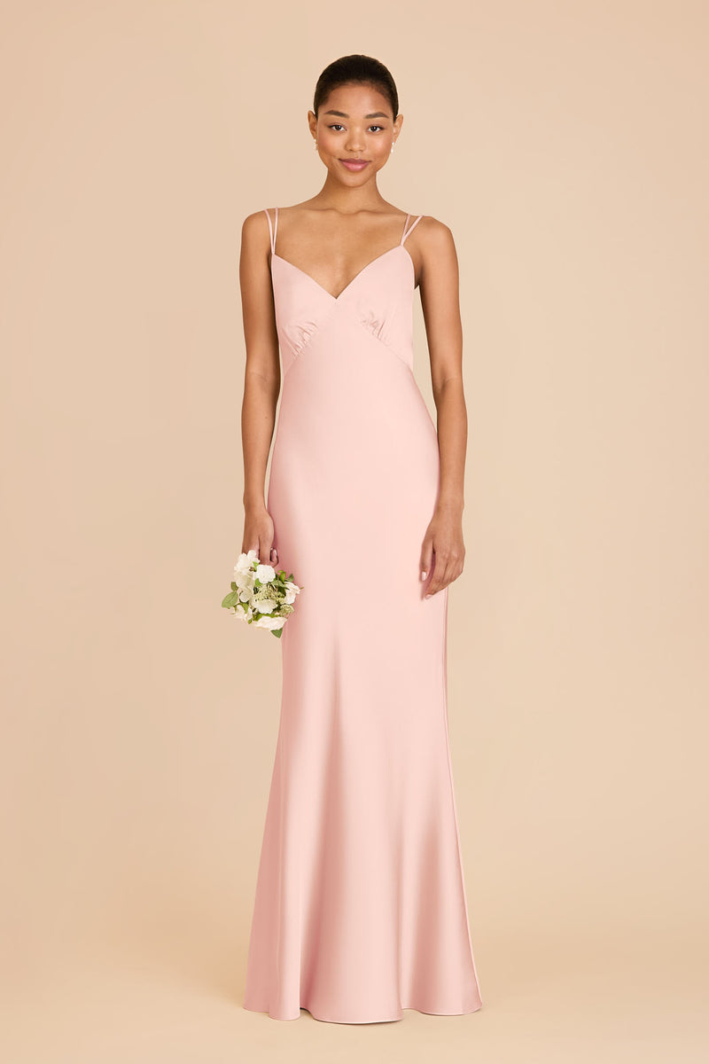 Blush Pink Dasha Matte Satin Dress by Birdy Grey