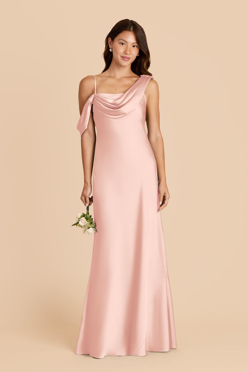 Blush Pink Freya Matte Satin Dress by Birdy Grey
