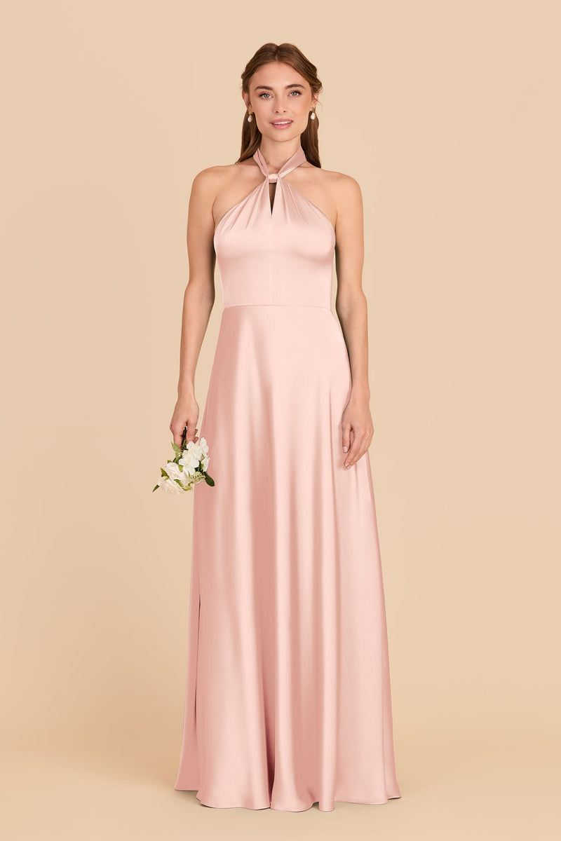 Blush Pink Monica Matte Satin Dress by Birdy Grey