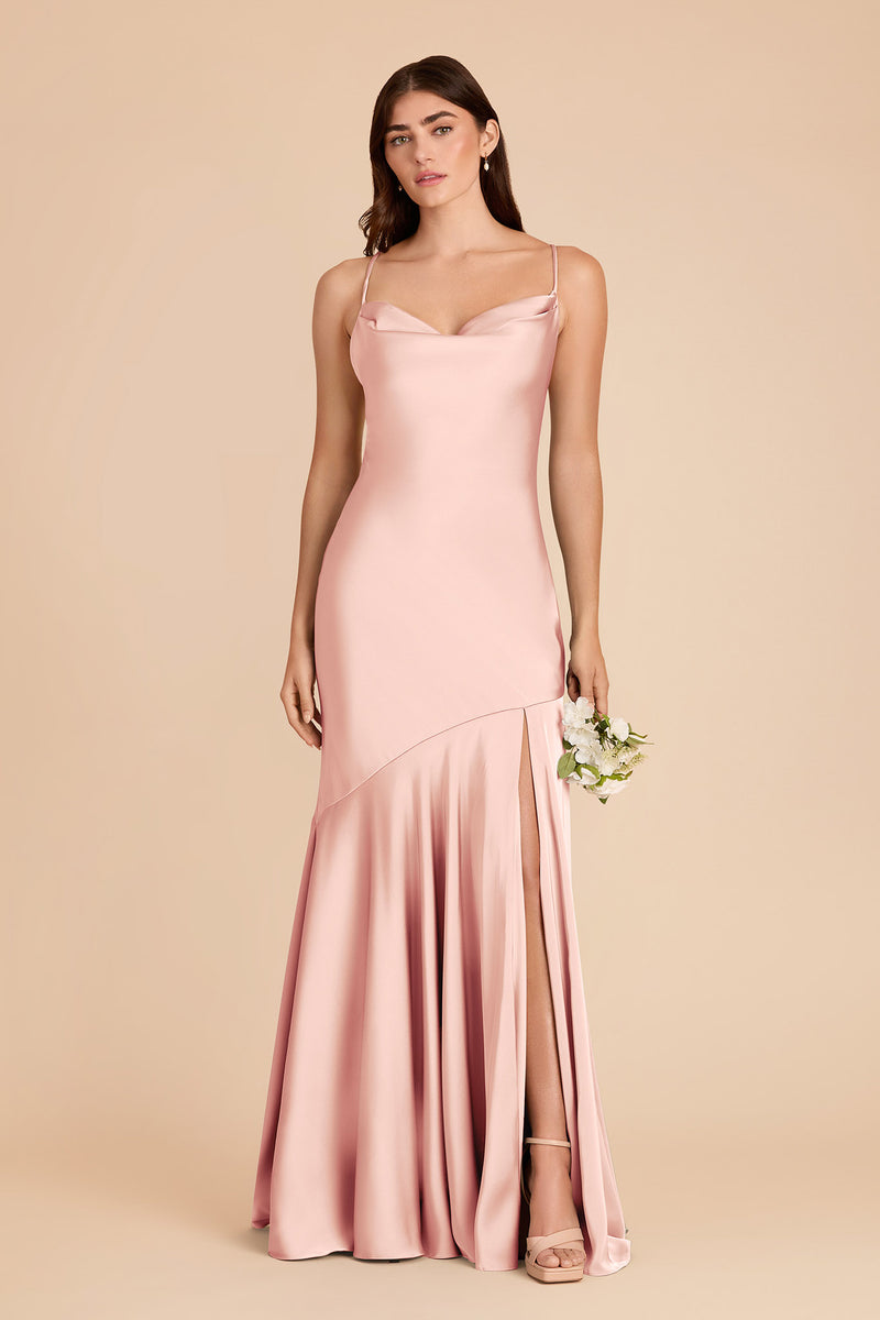 Blush Pink Olivia Matte Satin Dress by Birdy Grey