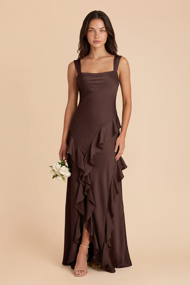 Jana Matte Satin Dress - Espresso XXL / ESPRESSO / Rush Production