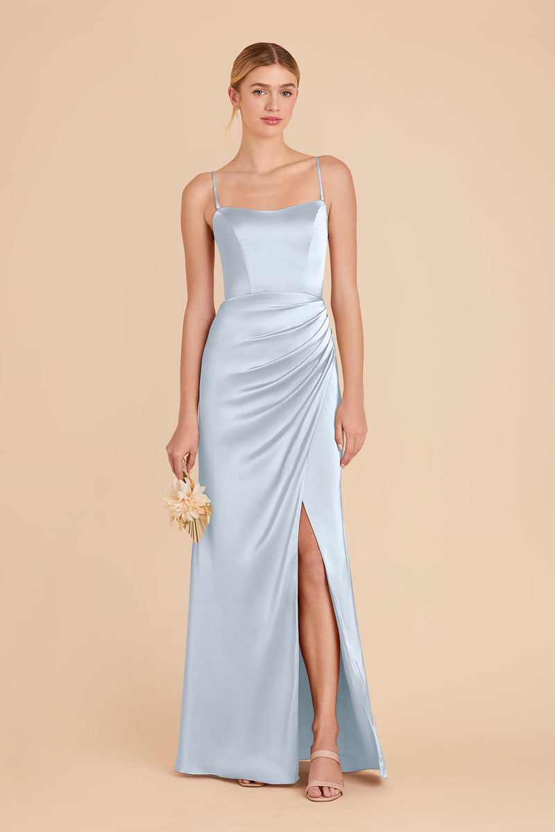 Mist Blue Anne Matte Satin Dress by Birdy Grey