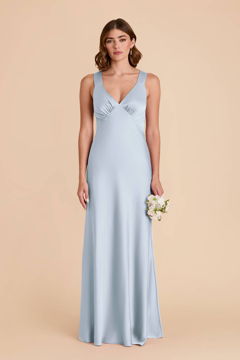Mist Blue Veronica Matte Satin Dress by Birdy Grey