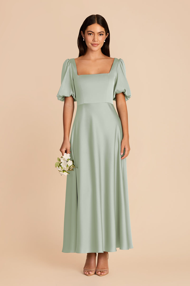 Sage Juliette Matte Satin Dress by Birdy Grey