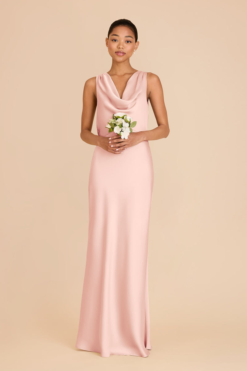 Blush Pink Bonnie Matte Satin Dress by Birdy Grey