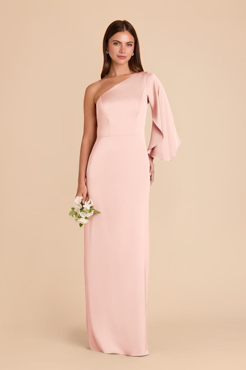 Blush Pink Christine Matte Satin Dress by Birdy Grey