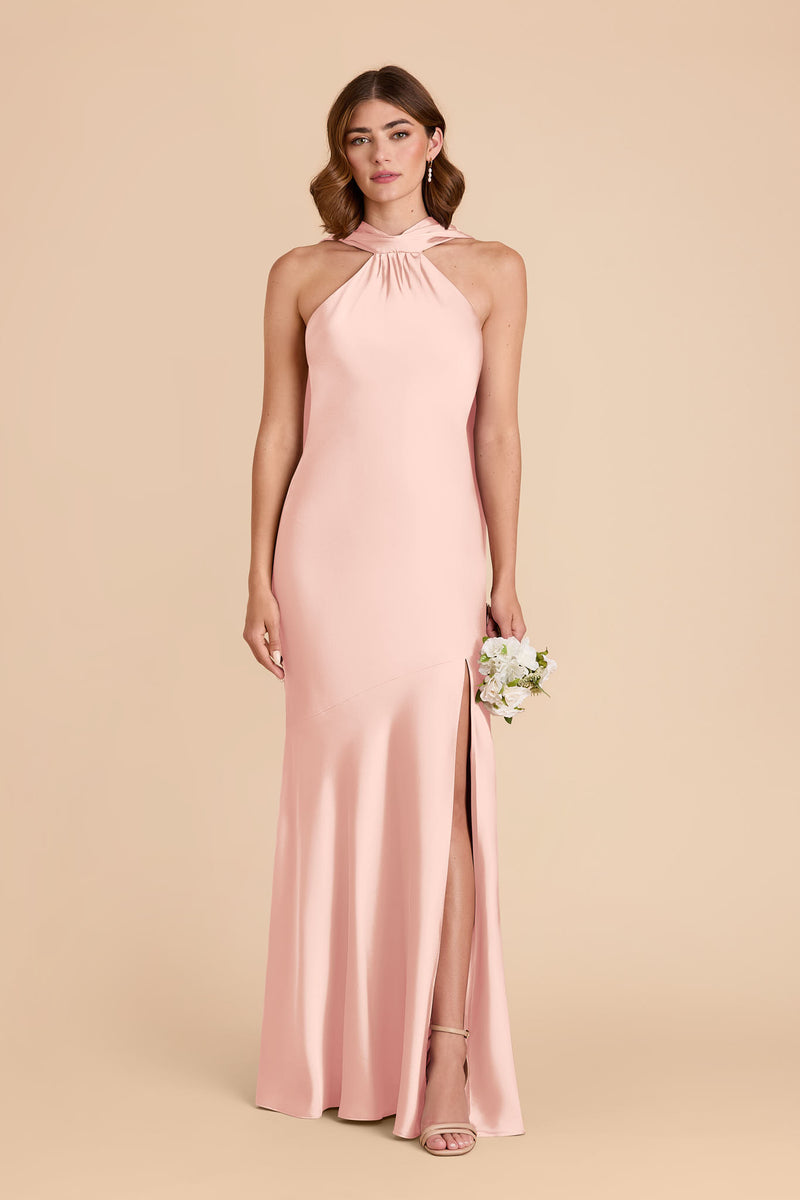 Blush Pink Eileen Matte Satin Dress by Birdy Grey