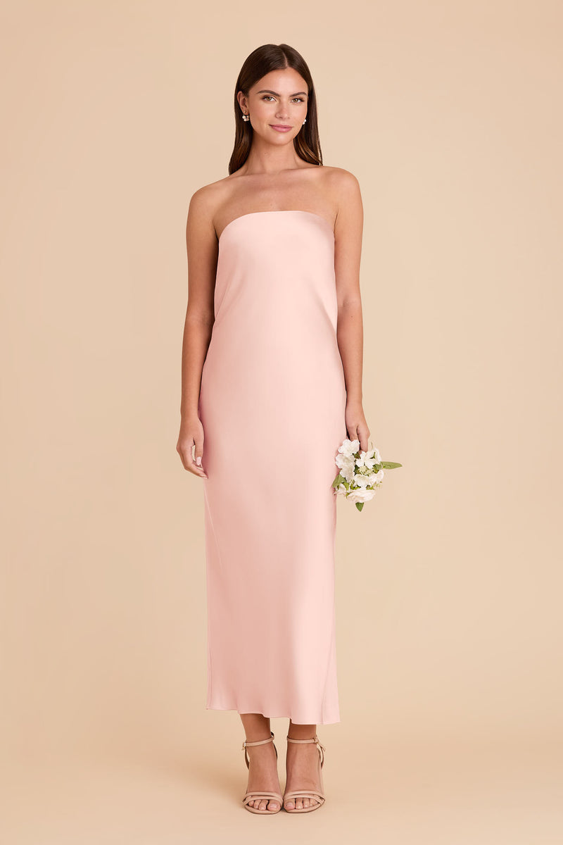 Blush Pink Isla Matte Satin Dress by Birdy Grey