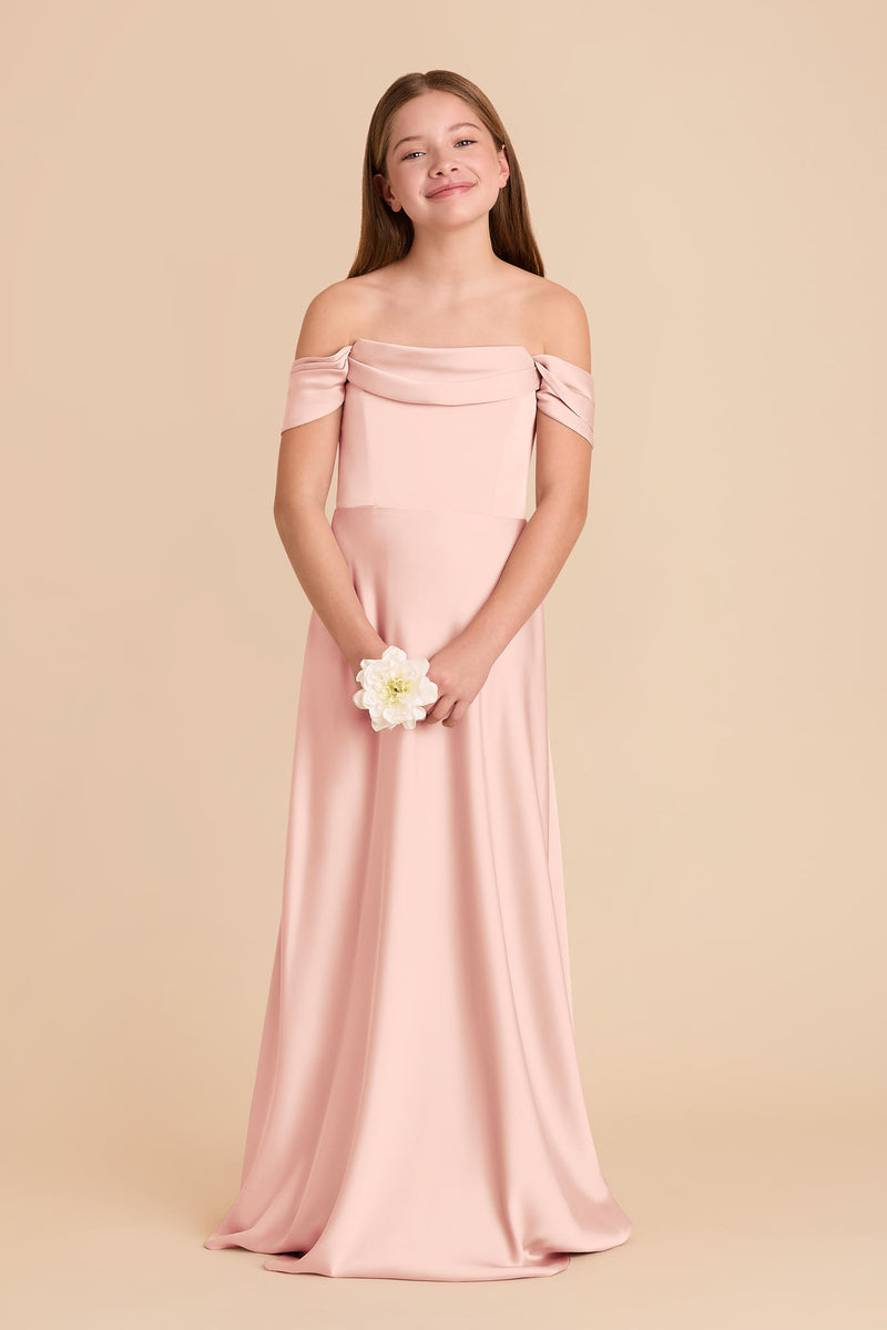 Blush Pink Mimi Junior Matte Satin Dress by Birdy Grey